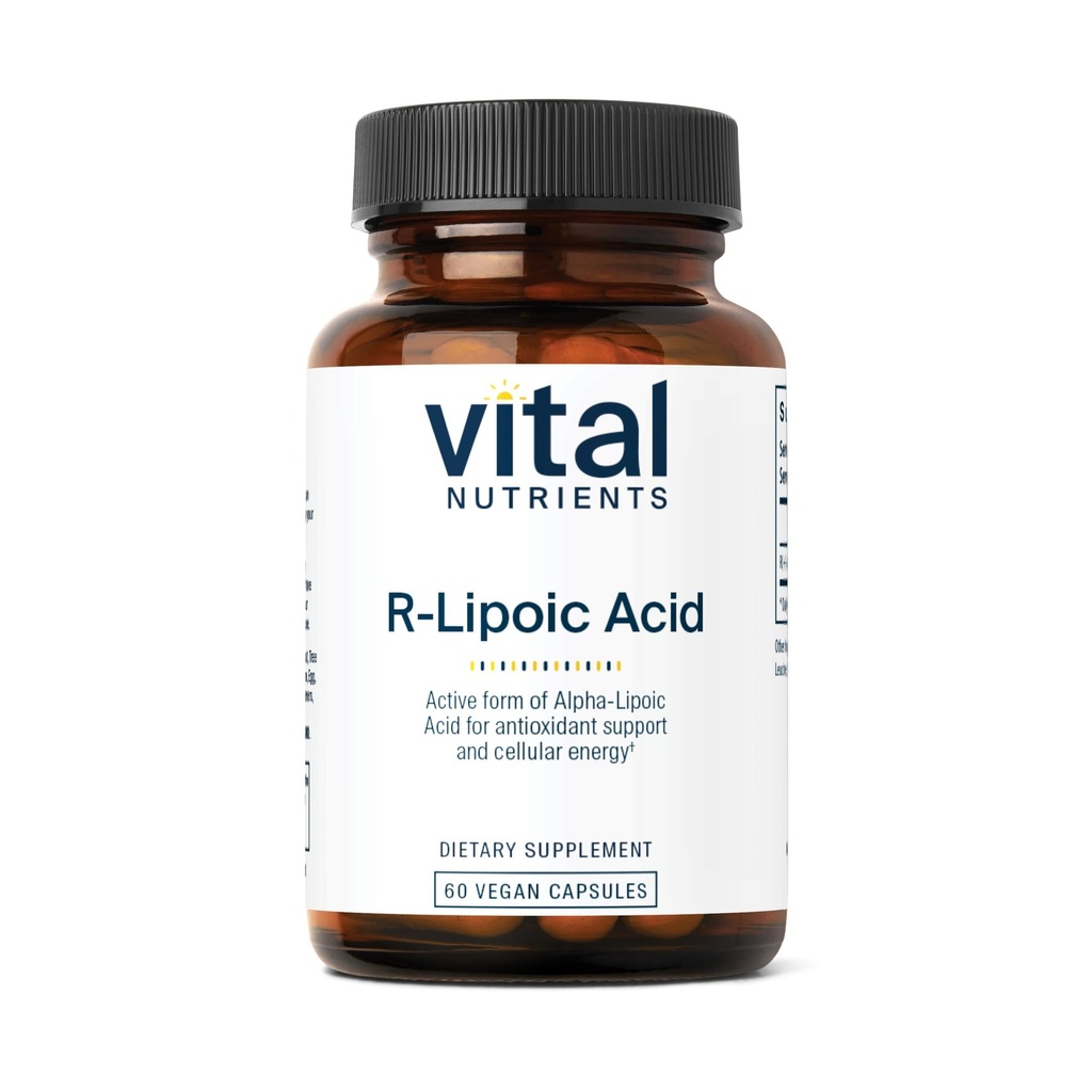 Vitale voedingsstoffen R-Lipoïnezuur Active Alpha-Lipoïnezuur Antioxidant ALA Supplement voor gezond metabolisme en energie Gluten, zuivel, sojavrij Niet-GMO 60 Capsules