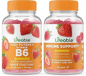 Vitamine vivante B6 + Immune Support, Gummies Bundle - Grande dégustation, supplément de vitamine, sans gluten, sans OGM, à mâcher