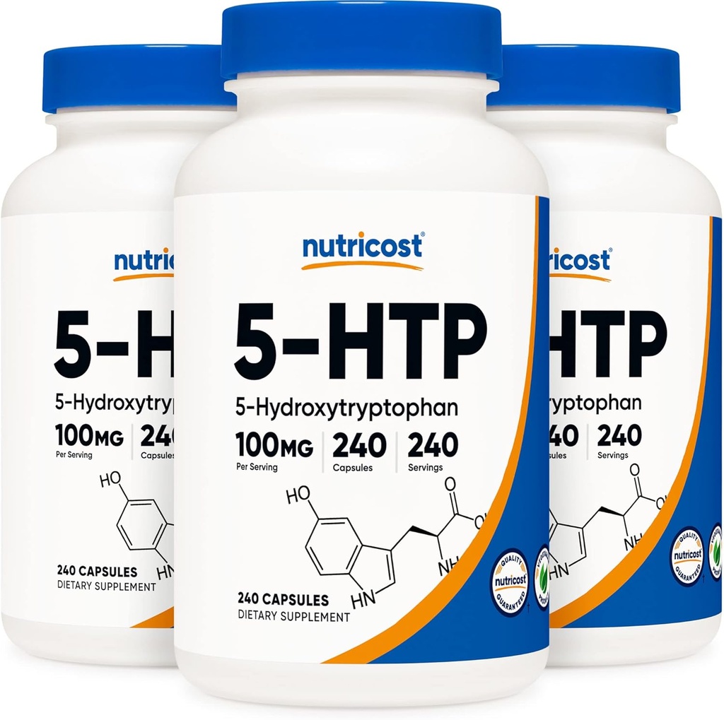 Nutricost 5-HTP 100mg, 240 Vegetarische Capsules (5-Hydroxytryptofaan) - Non-GMO & Glutenvrij (3 flessen)