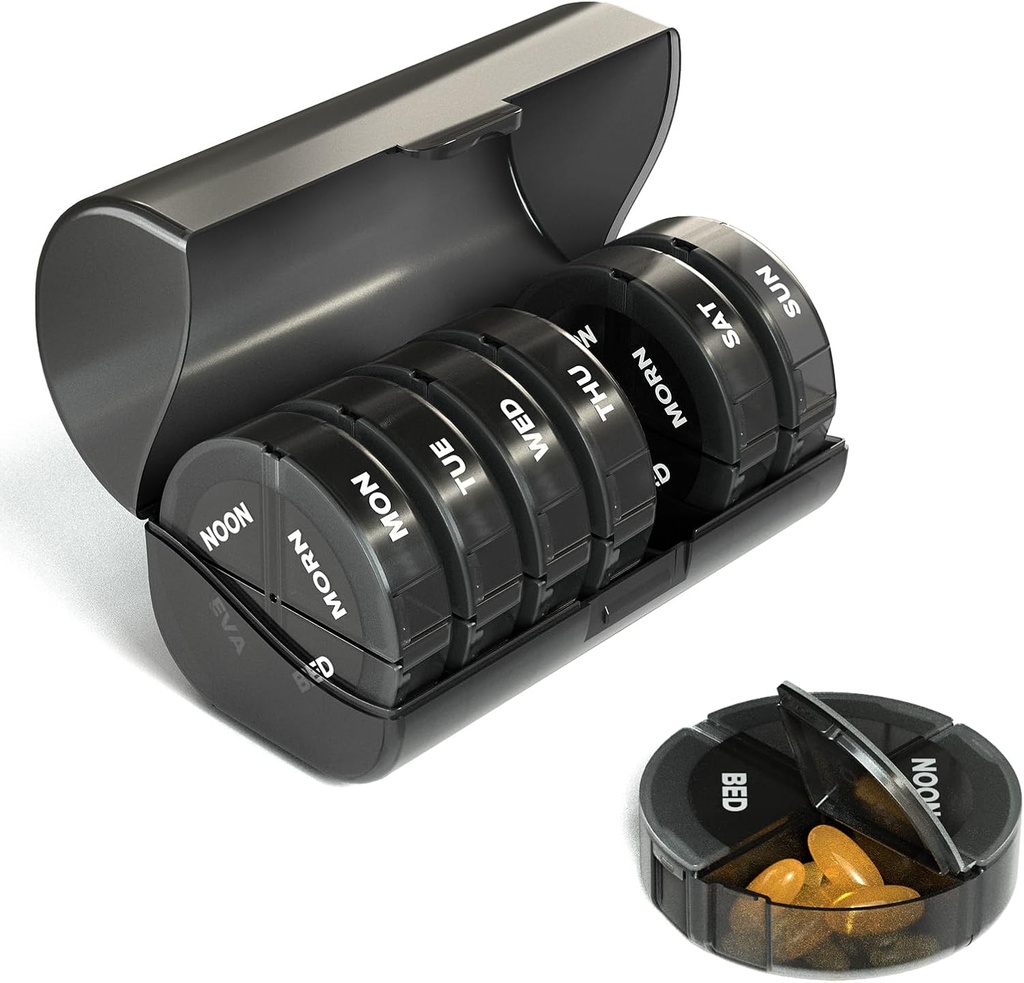 Sukuos Weekly pil Organizer 4 keer per dag, Extra Large 7 dagen pillen doos, kleurrijke vitamines houder koffers voor visolie, vitamine, medicijnen, supplementen 