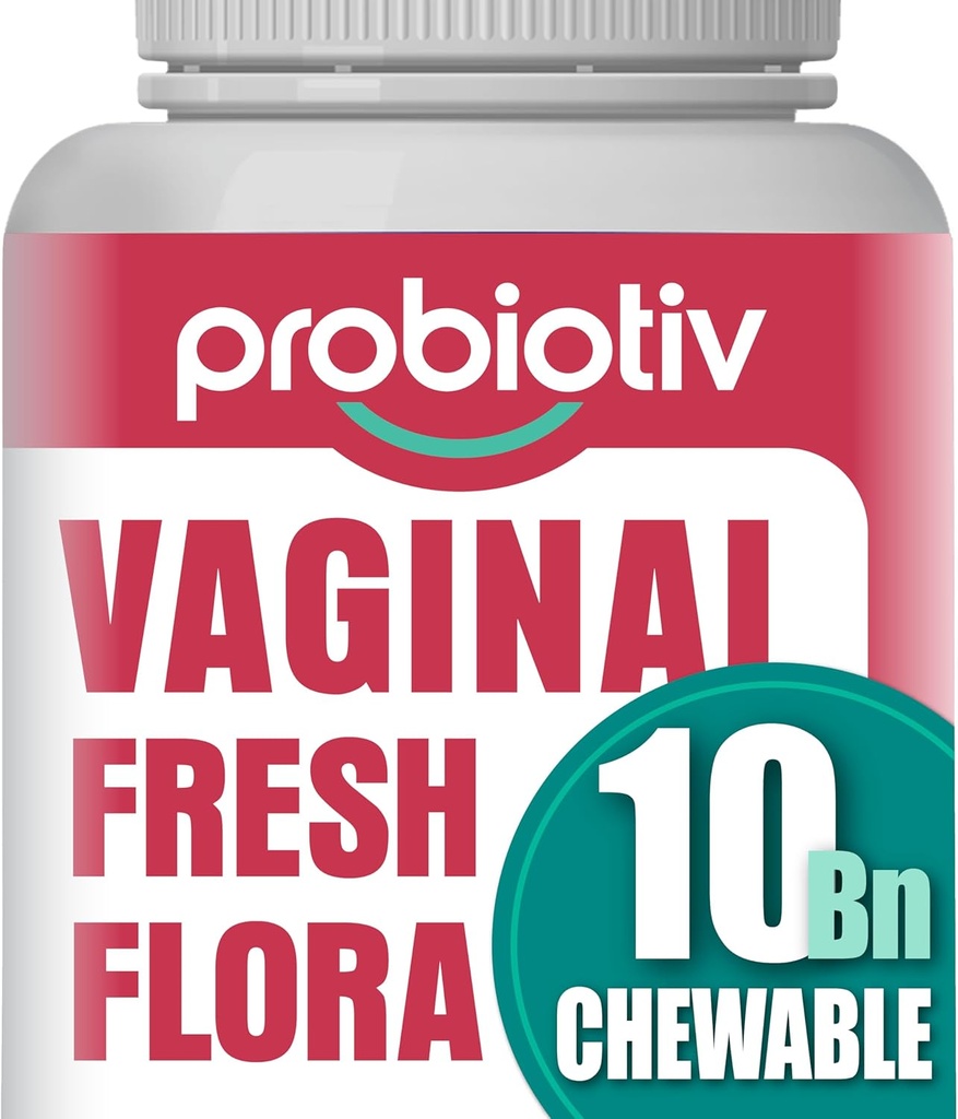 Kauwbare Vaginale Probiotica voor vrouwen 10 miljard CFU + Biologische Prebiotica Ondersteunt Vaginale Gezondheid, Onderhoudt Vaginale pH-balans & Promoot Vrouwelijke Versheid, Aardbei-gearomatiseerde tabletten