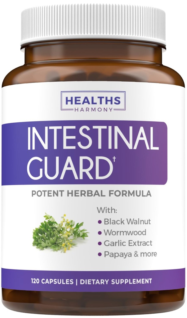 Intestinal Guard (Non-GMO) Maintain Intestinal Health - Potent Natural Formula with Wormwood, Black Walnut, Goldenseal, Pau D'Arco, Kloof, Knoflook, Meer - Alles in één supplement -120 capsules (geen pillen)