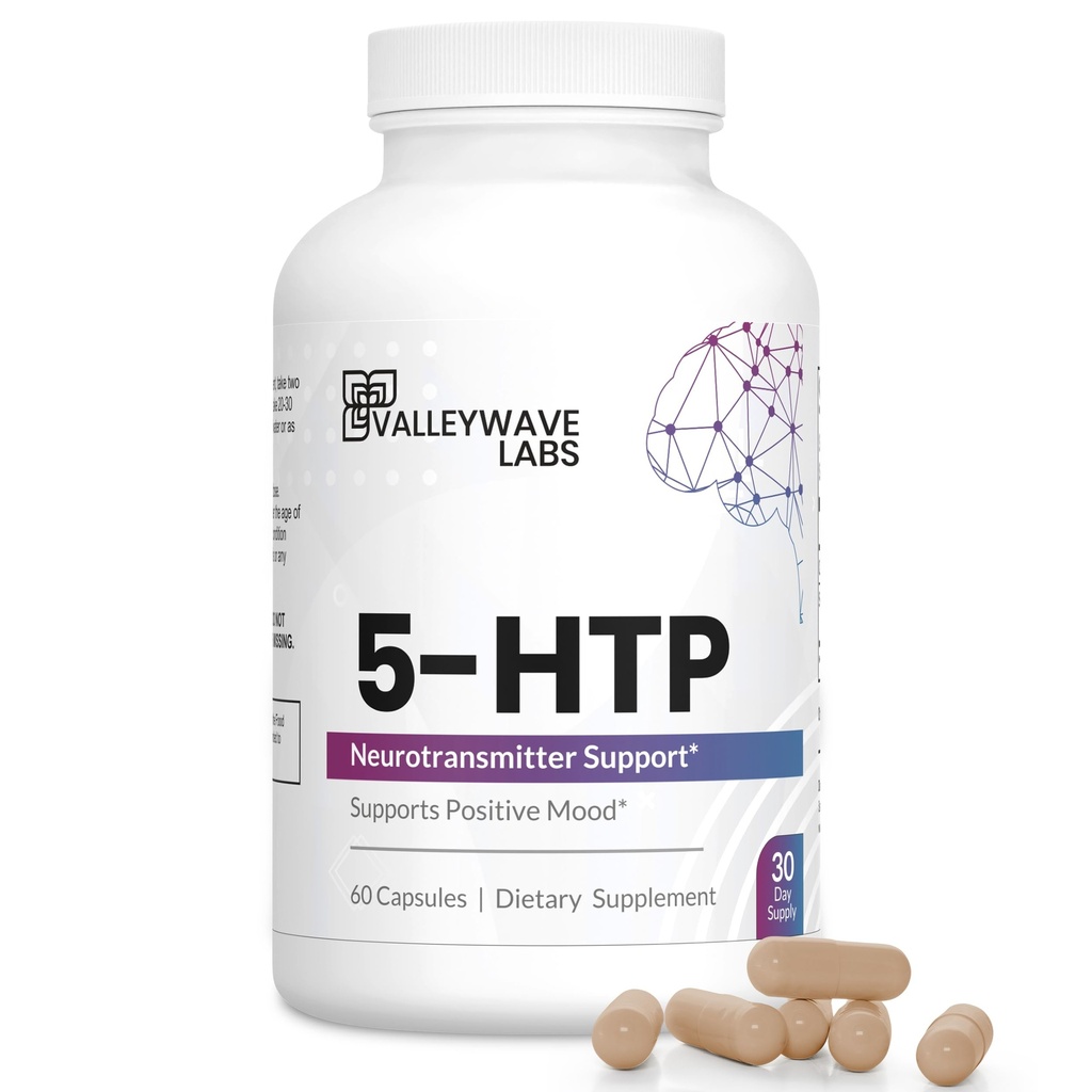 5-HTP - 200mg 5HTP Supplement (5-Hydroxytryptofaan) ter ondersteuning van Mood Plus Slaap*, Stress Relief*, 60 Capsules - 30 Day Supply, Made in USA