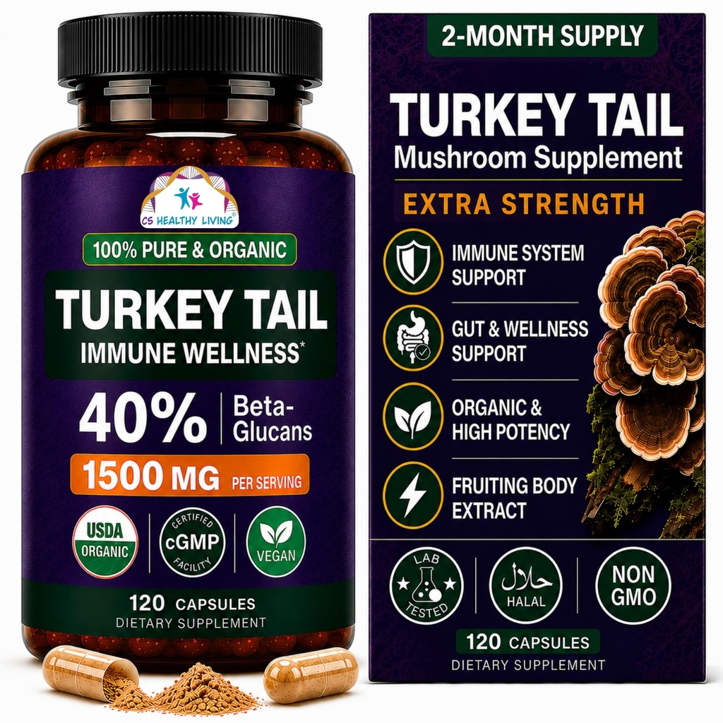 Kanker Wetenschappen Turkije staart Wellness Paddestoelen Supplement, USDA Certified Organic Extract, Extra sterkte 1.500 mg, Hoge potentie 40% Beta-Glucans, Gut & Immune Support, Natuurlijke spijsvertering, 120 Capsules