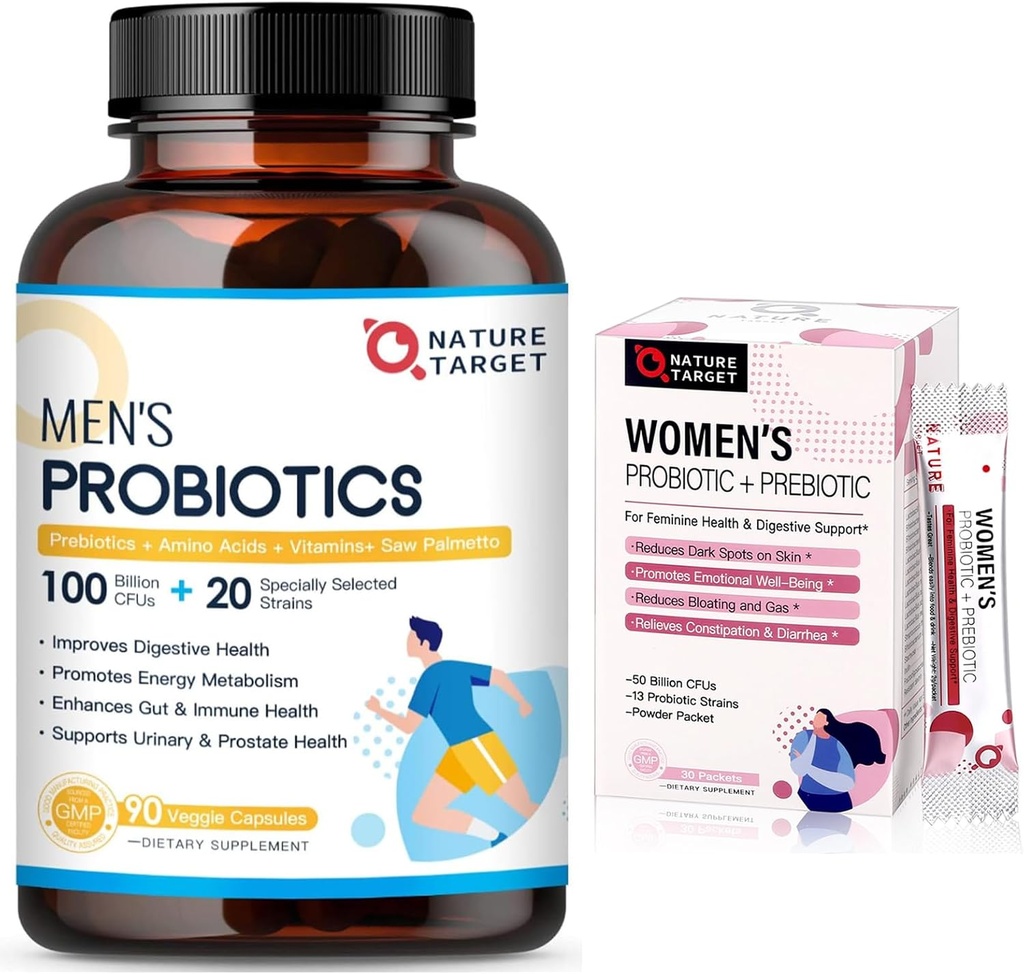 Nature TARGET Probiotica voor mannen 100 miljard CFUs, Probiotica voor vrouwen poeder