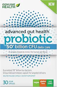 Originele gezondheidsprobiotica, 50 miljard CFU, dagelijkse zorg, 15 verschillende strains, sojavrij, glutenvrij, veganistisch vertraagde afgifte Capsules voor geavanceerde Gut Health, 30 Tel.