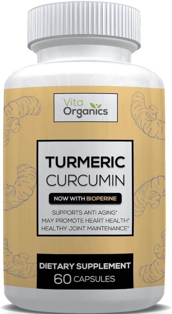 Curcumine curcumatre 1300mg - Support Extra-Strength Joint & Inflammation - Absorption élevée avec Extrait de poivre noir - Supplément de support des Curcuminoides 95% - 60 Capsules