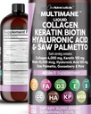 Clean Nutraceuticals Liquid Collagen 4000mg Biotin 10000mcg Keratine 100mg Saw Palmetto Hyaluronzuur 100mg - Hair Skin & Nails Vitaminen & DHT Blocker met vitamine D3 MSM 50mg Made in USA - 16 Fl. Oz