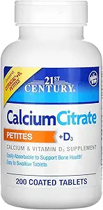 21e eeuw Calcium citraat Petites + D3 gecoate tabletten - 200 tabletten, verpakking van 4