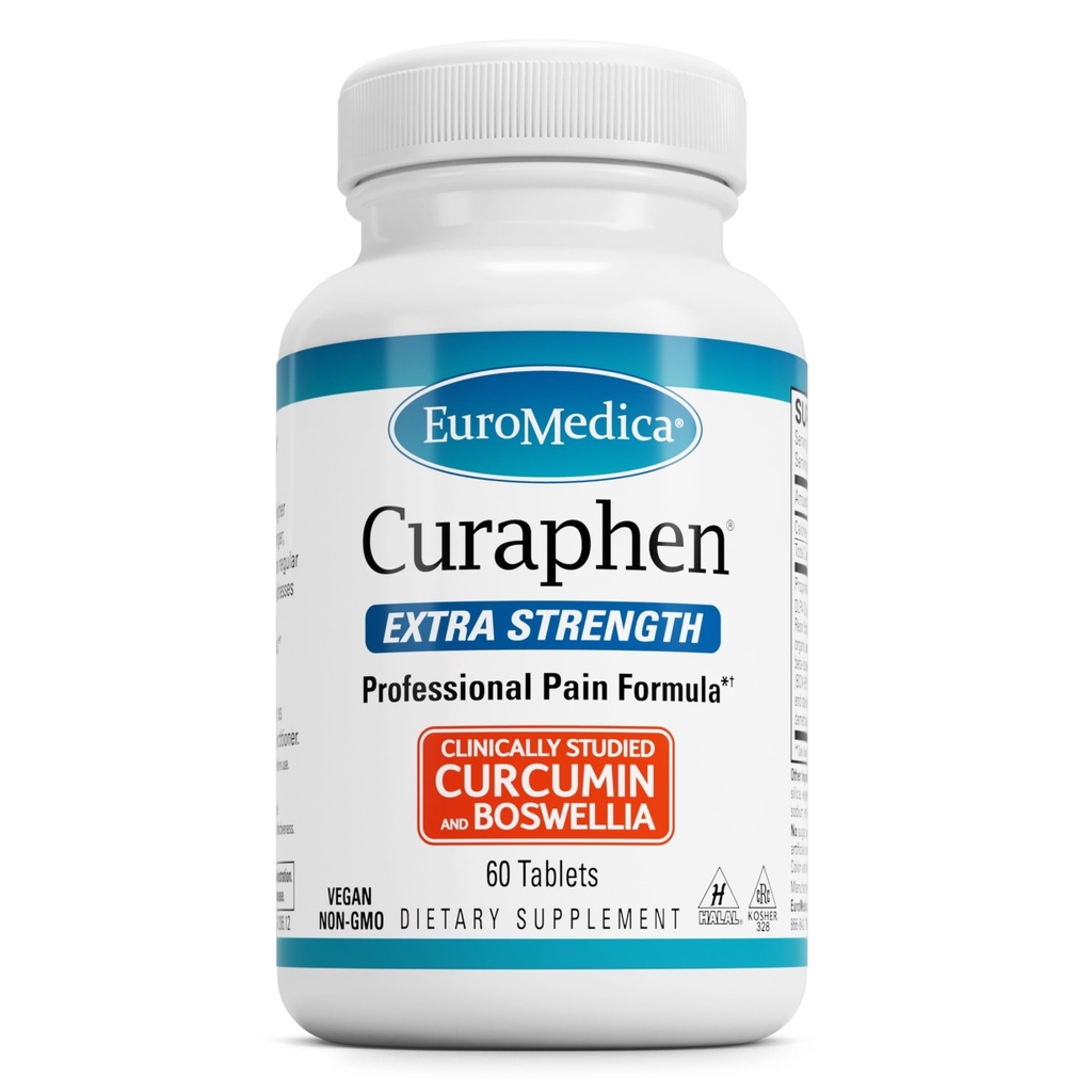 EuroMedica Curaphen Extra Strength - Supplément Curcumin & Boswellia pour le soutien de la circulation saine - Supplément curmérique pour soutenir les articulations, la santé musculaire et la production d'endorphine - 60 comprimés