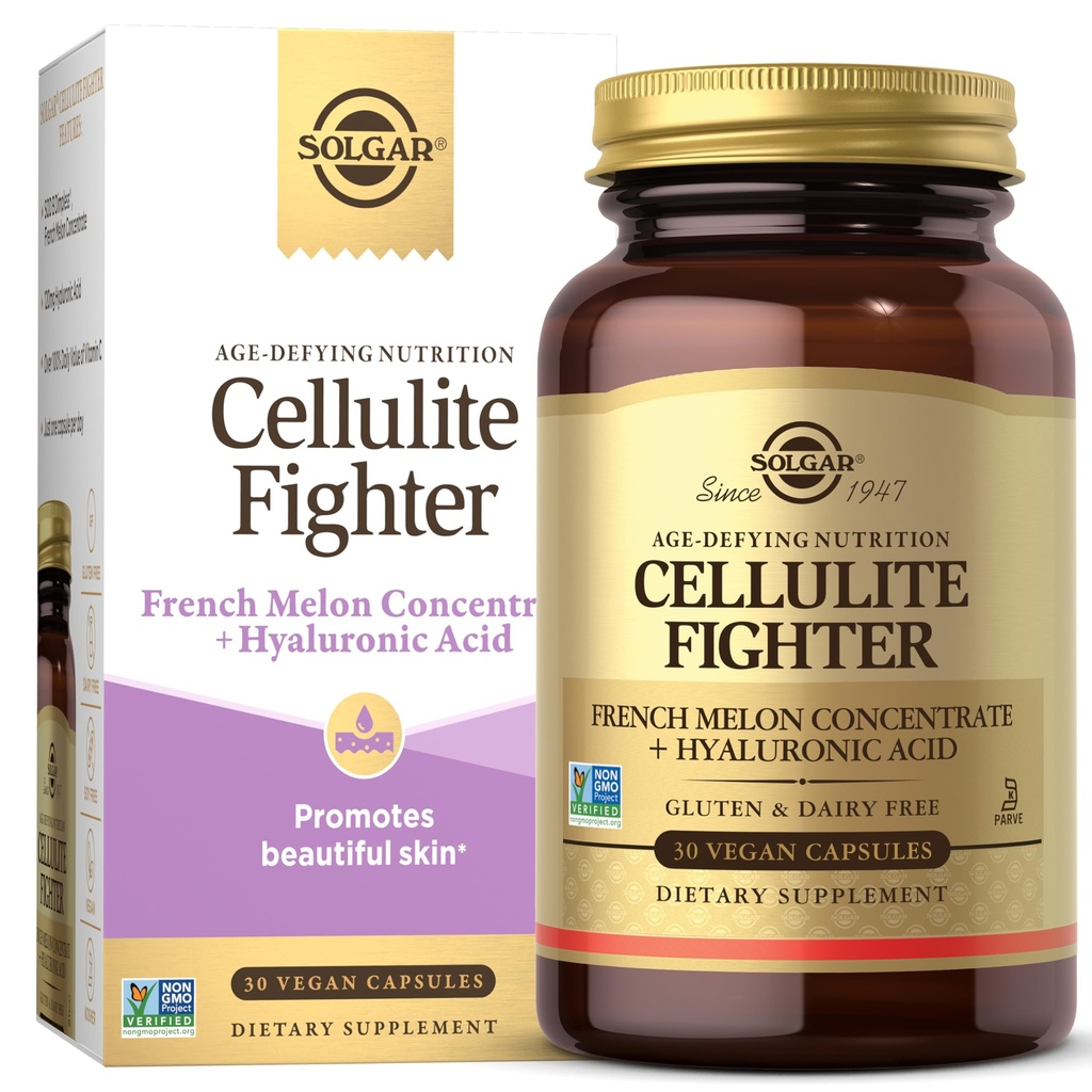 Solgar Cellulite Fighter huid vitamine en mineraal supplement, ondersteuning Gladde huid met Franse Melon Concentraat, Hyaluronzuur en vitamine C supplement, Age-defying voeding voor vrouwen, 30 porties