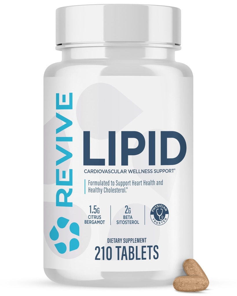 Revive MD Lipid Support Formula - Supplement Helps Maintain Healthy Cholesterol Levels, Endothelial Health & Triglyceride Levels - Beta Sitosterol, Citrus Bergamot & Pantethine (30 Servings)