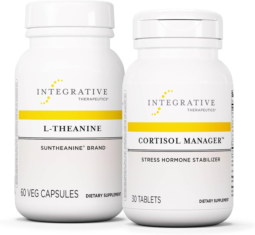 Ensemble Thérapeutique Intégrative avec Cortisol Manager, 30 Comprimés et L-Theanine, 60 Capsules - Cortisol Manager for Stress Support with Ashwagandha* - L-Theanine to Support a Relaxed State*
