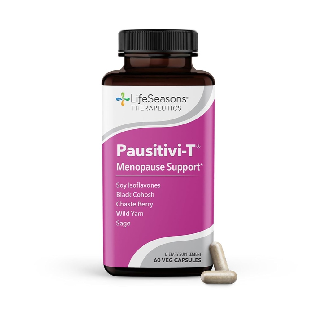 LifeSeasons Pausitivi-T met Beau-T - Menopauze Support Supplement - Krachtige verlichting voor Hot Flashes, Hormone onbalans & Night Sweats - Voedt weefsel - Salie, Chasteberry, Soy Isoflavones