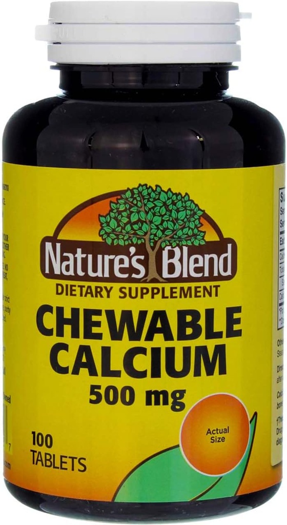 Nature's Blend Chewable Calcium 500 mg, 100 tabletten (verpakking van 5)