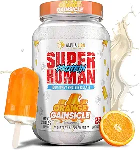ALPHA LION Superhuman Wei Proteïne Poeder, Grote Proeverij Pure Wei Proteïne Isolaat, Lage Carb, Lage Suiker, Geen Bloat Post Training, Spierherstel & Groei (28 Servers, Oranje Gainsicle)