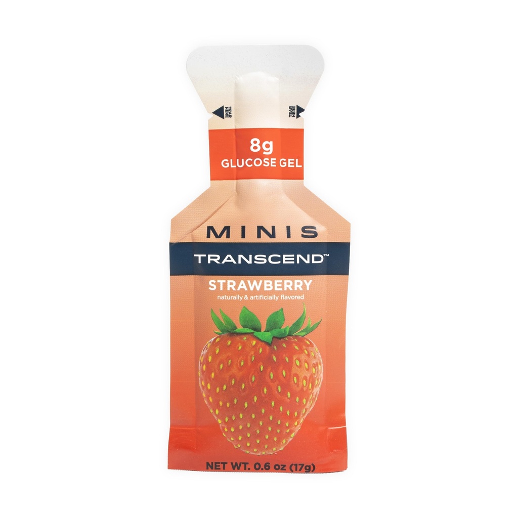 Transcend Foods Mini Gel de fraise (6 oz, paquet de 12) Gel de carburateur à action rapide Saveur de fraise – Taille de voyage, sans caféine, sans gluten