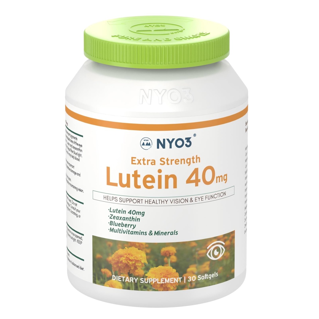 NYO3 Luteïne & Zeaxanthine 40mg met bosbessen, 30 Softgels Ogen Vitaminen en Mineraal Supplement