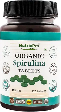 Organische Spirulina tabletten - 100% Pure Vegan, Non-GMO, Glutenvrij, Chemisch Vrij