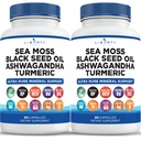 Sea Moss Black Seed Oil Ashwagandha Kurkuma Bladderwrak Burdock - met Manuka, Honey Dandelion, ACV Black Pepper Gluten Gratis - 2-pack