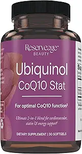 Réserve Ubiquinol CoQ10 Stat - Softgels pour usage quotidien - Fournit un soutien pour le système cardiovasculaire, les niveaux d'énergie et la santé cellulaire - Premium Ubiquinol Capsules - 30 Softgels