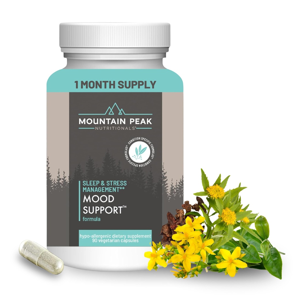 Mountain Peak Nutritionals Mood Ondersteuning Formule - Ondersteunt serotonine niveaus - Hypoallergeen Dieetsupplement (90 Vegetarische Capsules)