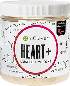 InClover hart + hond en kat hart gezondheid supplement - Taurine supplement voor honden en katten - Ondersteunt hart en immuun gezondheid, huisdier supplement voor gewicht management en senior huisdier gezondheid