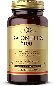 Solgar B-complex "100," 150 plantaardige capsules - Nerveussysteemondersteuning - Ondersteunt energiemetabolisme - Non-GMO, Veganistisch, Glutenvrij, Zuivelvrij, Kosher - 150 porties