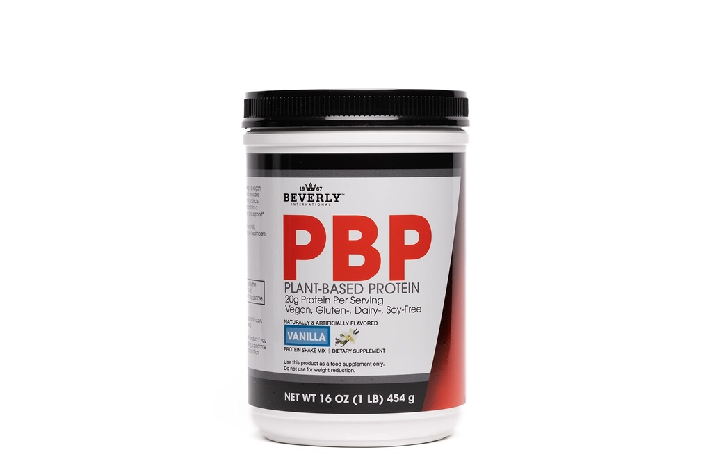 Beverly International PBP, Plant Based Protein. Veganistisch, Gluten, Zuivel, Sojavrij. Geweldige Vanille Smaak, Glad, Gemakkelijk te Digest, 21g Proteïne per Serving, (15 Servings) 1lb. Compleet Aminozuurprofiel.