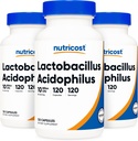 Nutricost Lactobacillus Acidophilus 10 Million CFU, 120 Capsules de Véggie - Probiotique (3 bouteilles)