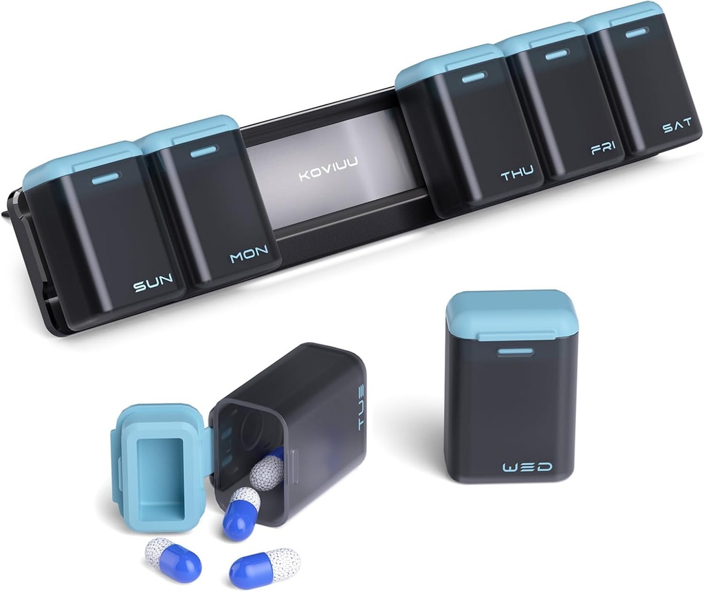 Wekelijkse pil Organisator Magnetische, verwijderbare pil doos 7 Dag 1 Tijd per dag, Grote pil geval reizen, Week Eenmaal dagelijkse medicatie Dispenser, Medicine Container houder voor Supplement Vitamine, Blauw