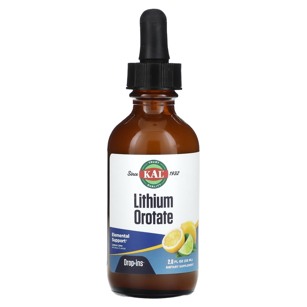 Gouttes d'orotate de lithium, Lime citronnée, 2 fl oz (59 ml), KAL
