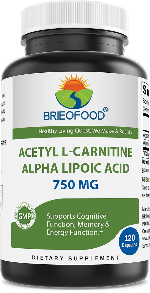 Brieofood acetyl-L-carnitine-alfa-lipoïnezuur (ALA ALC) 750 mg 120 capsules