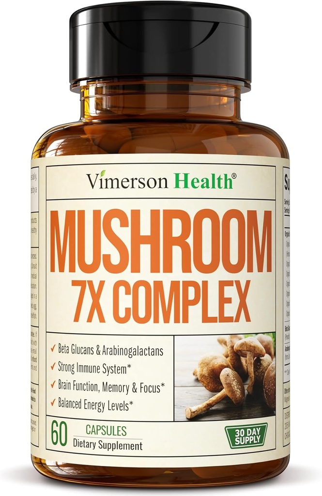Potent Mushroom Complex with Turkey Tail, Lions Mane Extract, Shiitake Paddenstoelen, Reishi, Cordyceps, Maitake, Chaga & Meer .. 7-in-1 Mushroom Supplement for Mental Clarity, Natural Energy & Focus