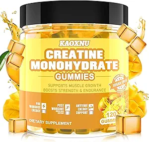 2 Pack Creatine Monohydraat Gummies 5000mg voor mannen & vrouwen, 120 CT Kauwbare Creatine Monohydraat voor energie Boost, spierondersteuning, 5.6g van Creatine Monohydraat per portie - Suikervrij
