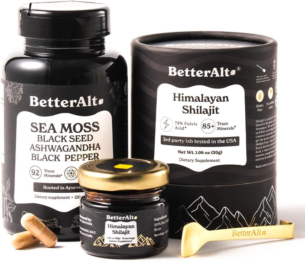 Beter Alt Shilajit Resin 30 gm & Sea Moss Capsules Energy Duo