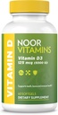Noor Vitaminen Halal Vitamine D, Halal Vitamine D3, 5000 IE Softgels, Ondersteunt Bone, Immune & Heart Health, van Saffloer Oil tot Maximalize Absorptie, Non-GMO, Glutenvrij & Halal (60 telling)...