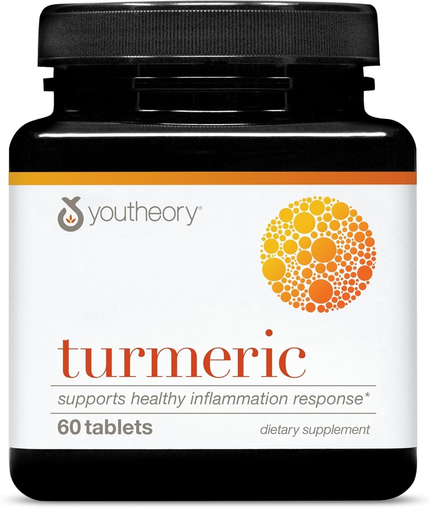 Youtheory Turmeric - 450 mg - with Black Pepper & Olive Leaf - Supports Joint & Brain Health* - Bevat Bioenhancers, Curcuminoïden & Herbal Extracts - 60 tabletten (20 dagen supply)