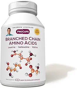 ANDREW LESSMAN Branched Chain Amino Acids 180 Capsules - Pure, Free-Form Essential BCAA Formula: Leucine, Isoleucine en Valine. Hypoallergeen. Makkelijk te slikken capsules. Geen additieven.