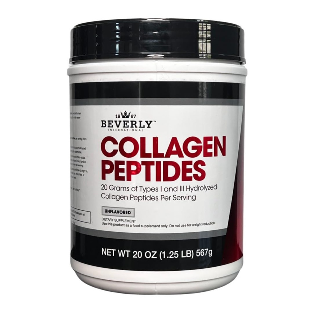 Beverly International Collagen Peptides Proteine Powder. Jeugdige verschijning - huid, haar, nagels, botten en gezamenlijke gezondheid. Gemakkelijk te gebruiken, zeer absorbeerbaar. 18 Gram eiwit, ongearomatiseerde 20 oz.