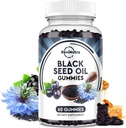 Zwarte zaadolie Gummies-Organische koude geperste Nigella Sativa Zwarte zaadolie met honing, vitamine B6, C, D3, Kurkuma, Granaatappel, Ondersteuning Immuniteit, Digestie, Hersenfunctie, Hair & Skin-60 Gummies
