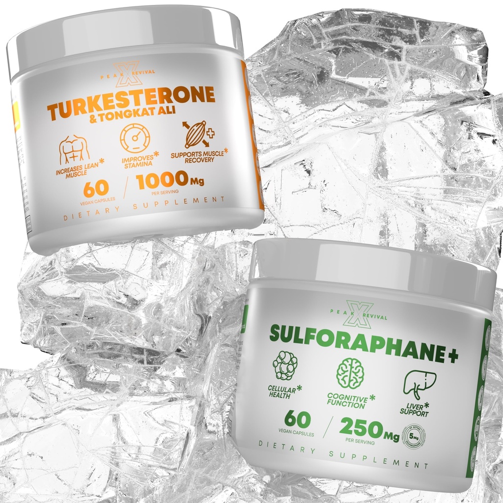 Peak Revival-X Turkesterone & Tongkat Ali Real Lab-Verified Sulforaphane Supplement, Ajuga Turkestanica Per Serving Increase Stamina - (60 Capsules)