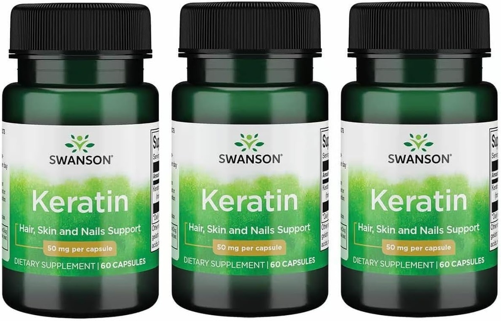 Swanson Keratine (van Tibetaanse Wol) - Natural Supplement Promoting gezonde gewrichten, haren, huid en nagels - Helpt voedende gezonde Connective Weefsel - (60 capsules, 50mg Elke) (3 Pack)