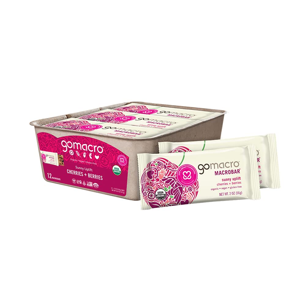 GoMacro MacroBar Biologische Vegan Snack Bars - Kersen + Bessen (2.0 Ounce Bars, 12 Tellen)