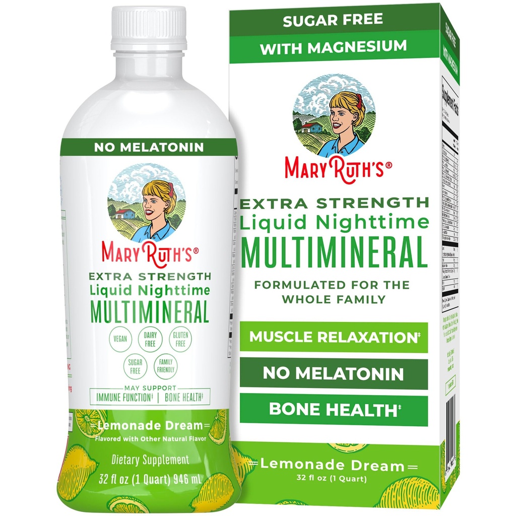 MaryRuth Organics Extra Strength Nighttime Liquid Multiminéral (en anglais seulement) Sans sucre Calme Magnésium Citrate (en anglais seulement) AUCUNE Mélatonine (en anglais seulement) Calcium Magnésium Zinc (en anglais seulement) Relaxation musculaire (en anglais seulement) Lémonade Saveur (en anglais seulement)