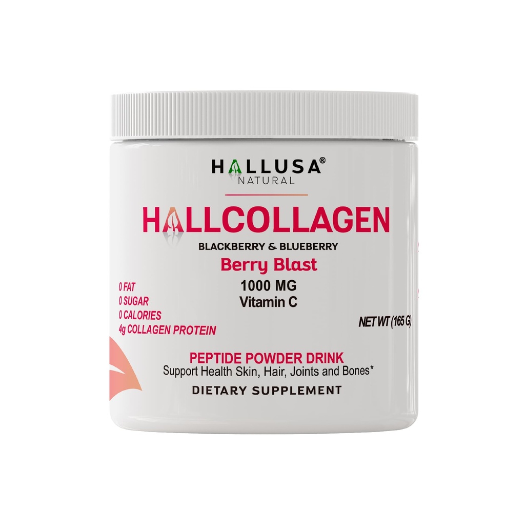 Hallusa Natural Hydrolyzed Collages Peptides Powder 1000mg met vitamine C 