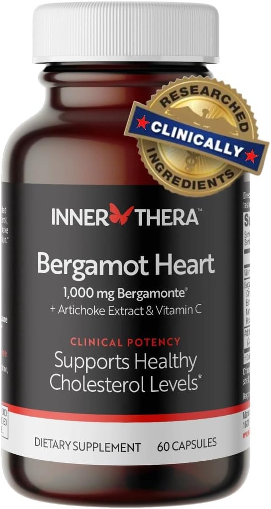 Bergamot Heart - 1000mg Certified Citrus Bergamot - Polyphénols Extra Strength - Cardiologue développé et cliniquement prouvé - Bergamot Supplement for High Cholestérol & Heart Health