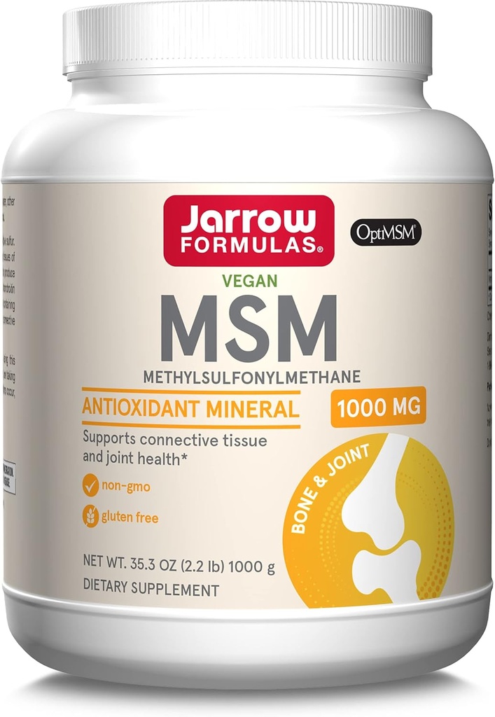 Jarrow Formulas® MSM Powder, Methylsulfonylmethaan, 1.000mg, Antioxidant Mineral, Joint Health Supplement and Skin Support, 2.2 lbs, Ca. 1000 porties