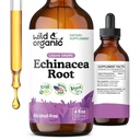 Drops d'échinacée sauvage et biologique - Supplément de soutien immunitaire avec l'échinacée Angustifolia - Teinture d'extrait de racine liquide - végétalien, sans sucre et sans alcool - 4 fl oz