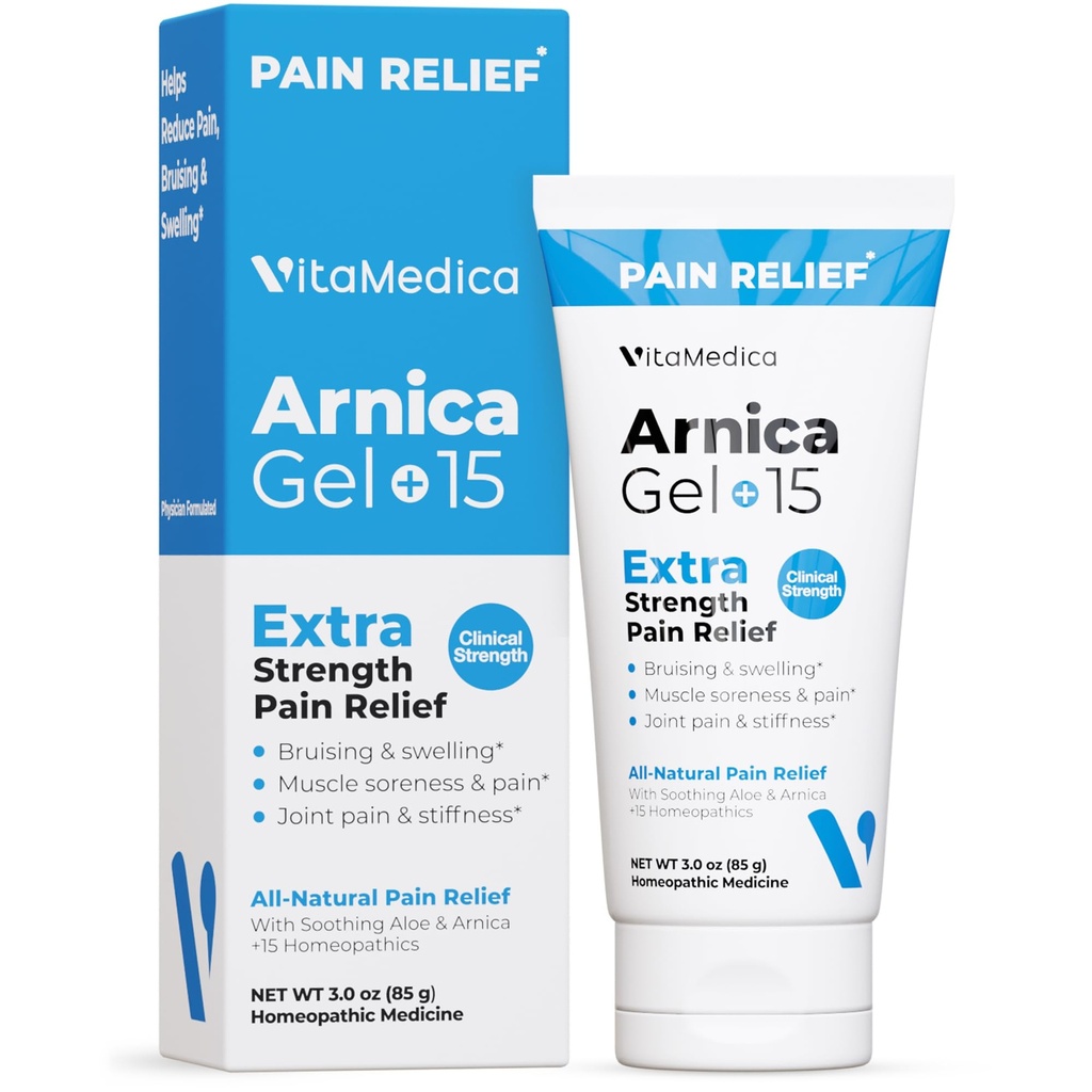VitaMedica Arnica Gel Plus 15 Healing Plant Compounds, Extra Strength Formulatie voor Kneuzing, Zwelling, Gezamenlijke Pijn, Spierpijn & Stiffness, Natuurlijke, Plant-gebaseerde pijnverlichting